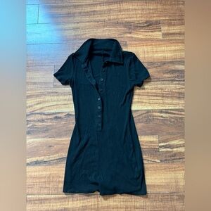 Black button up romper, size S